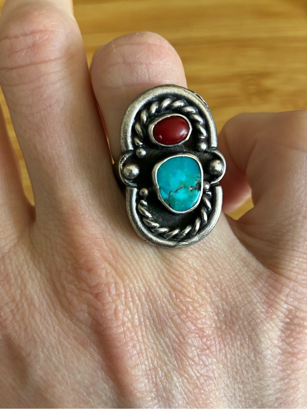 Vintage turquoise and silver ring